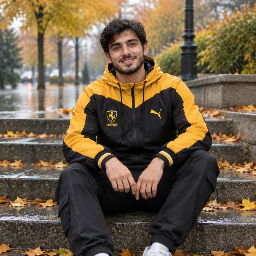 کاپشن مشکی زرد مردانه مدل Ferrari