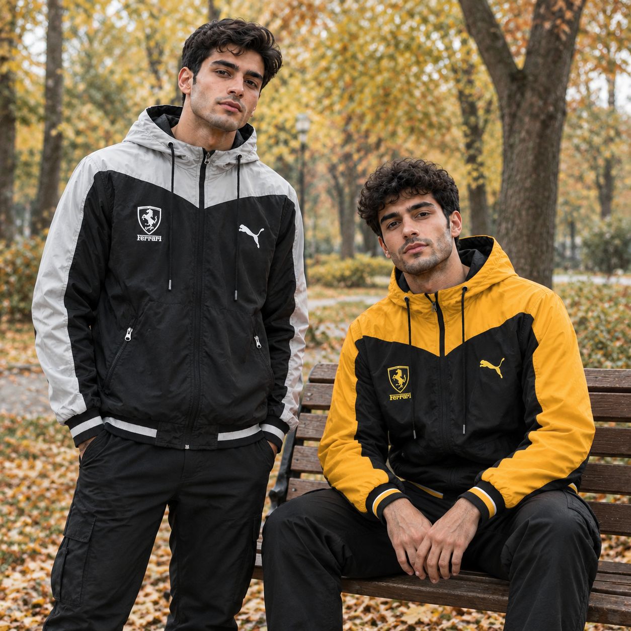 کاپشن مشکی طوسی مردانه مدل Ferrari