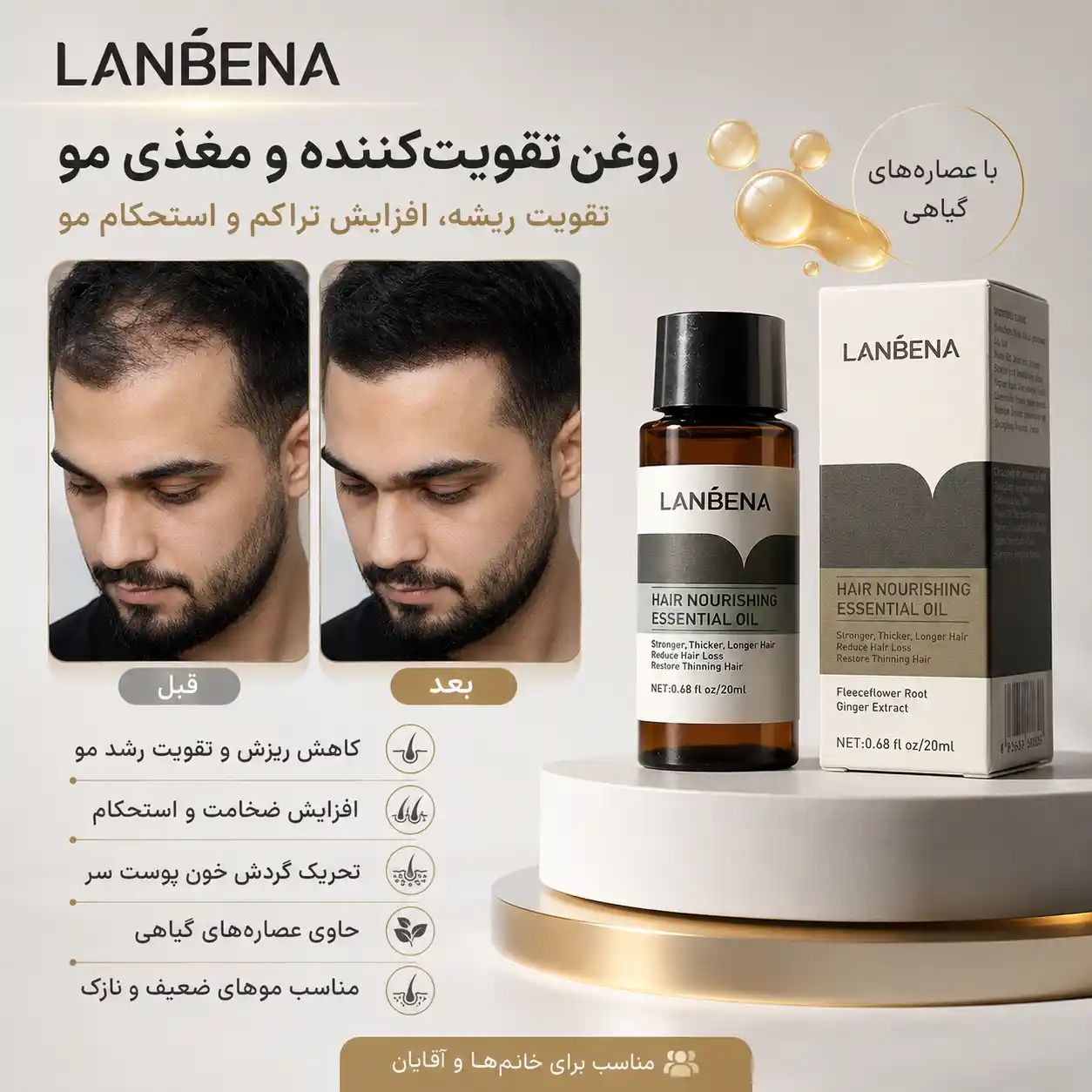 روغن رشد مو و ریش لانبنا LANBENA