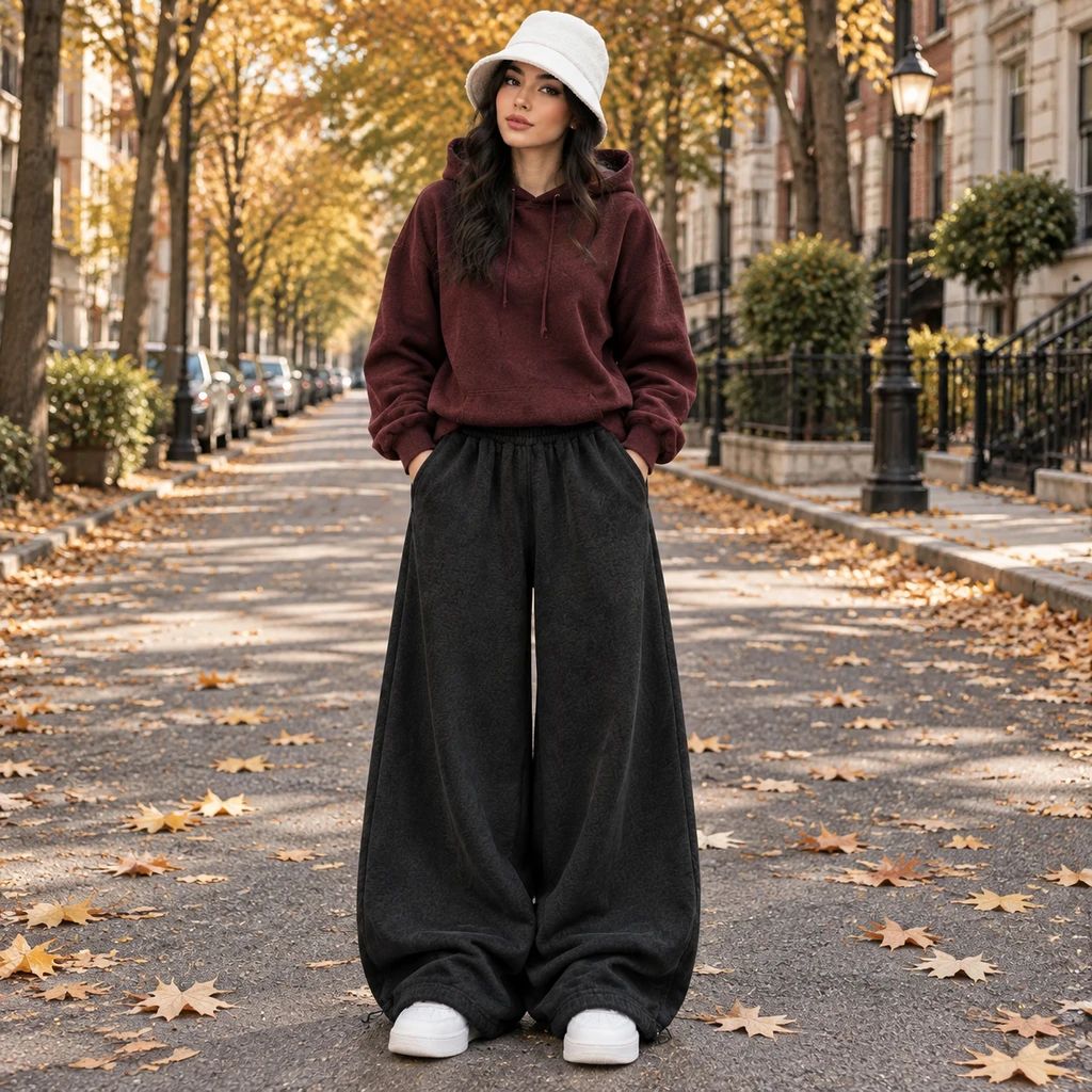 شلوار جاگر پاییزه فول بگ پینترستی مدل AZAD-مشکی
